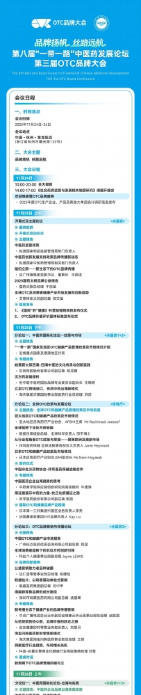 第八届＂一带一路＂中医药发展论坛 第三届OTC品牌大会 会议议程发布